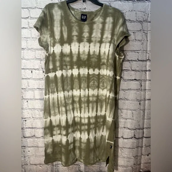 GAP | Dresses | Gap Green Tie Dye Short Sleeve Short Maxi Dress Size Large  | Poshmark